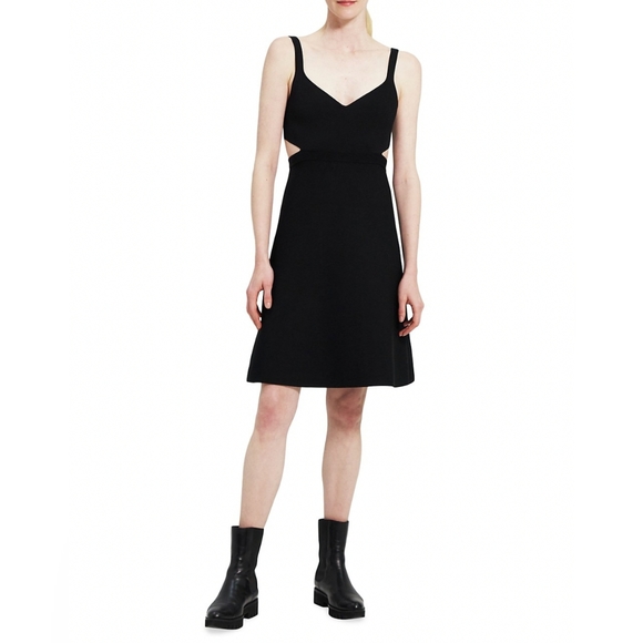 Theory Black Cutout Crepe Knit Dress - Picture 4 of 12